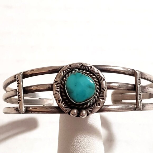 Navajo Turquoise Sterling Cuff sz 6.75   (NAB 1023) - Picture 1 of 10
